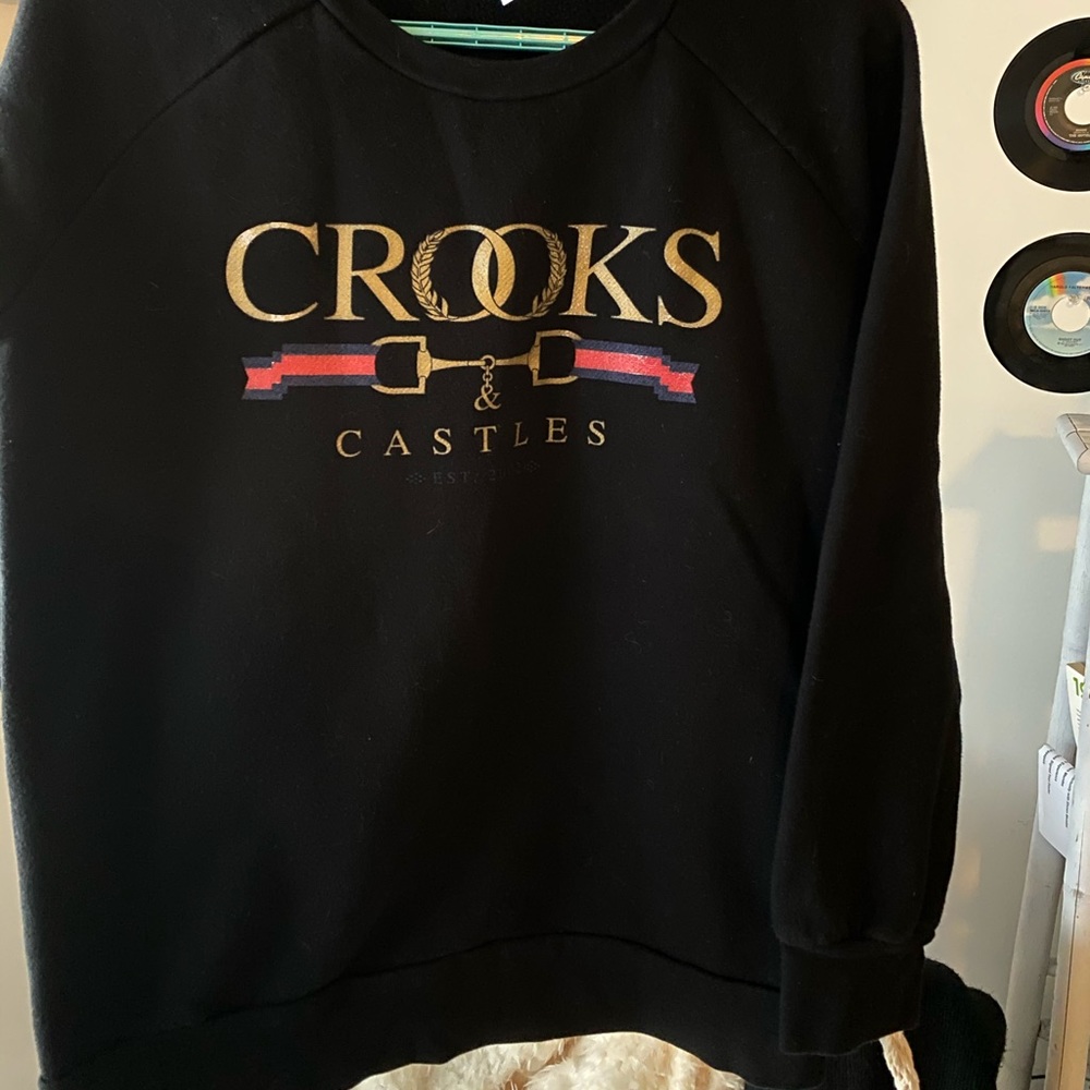 Crooks and castles black crewneck hoodie